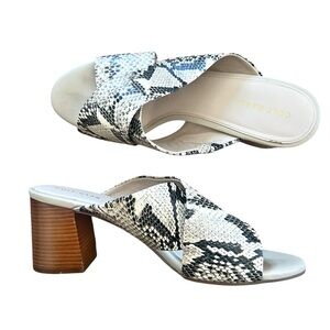 Cole Haan Dakota Roccia Snakeskin Leather Criss Cross Slide Mule Sandal Size 8.5